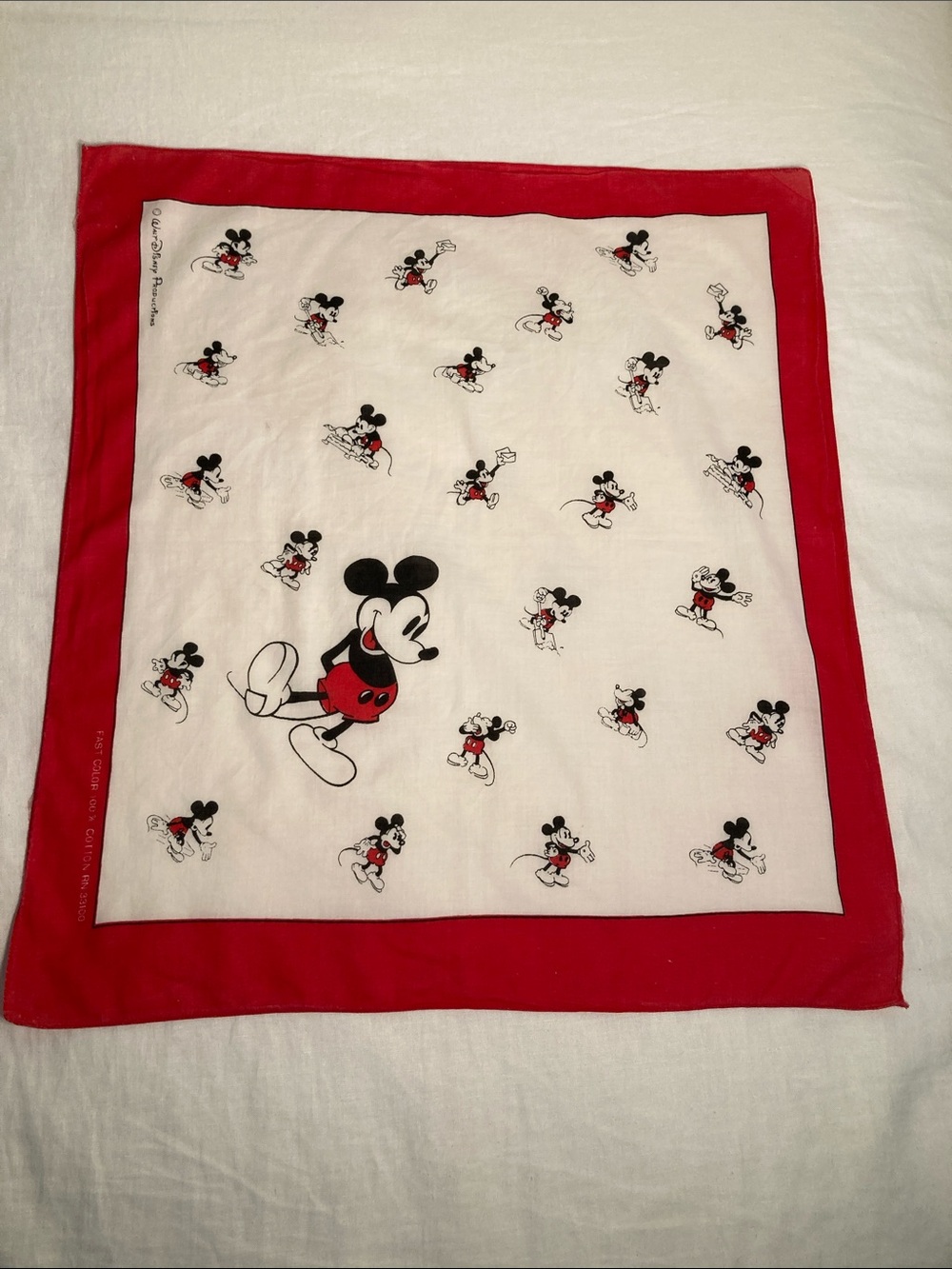 Vintage Walt Disney Productions Mickey Mouse bandana scarf all positions RN33100 - Picture 4 of 16